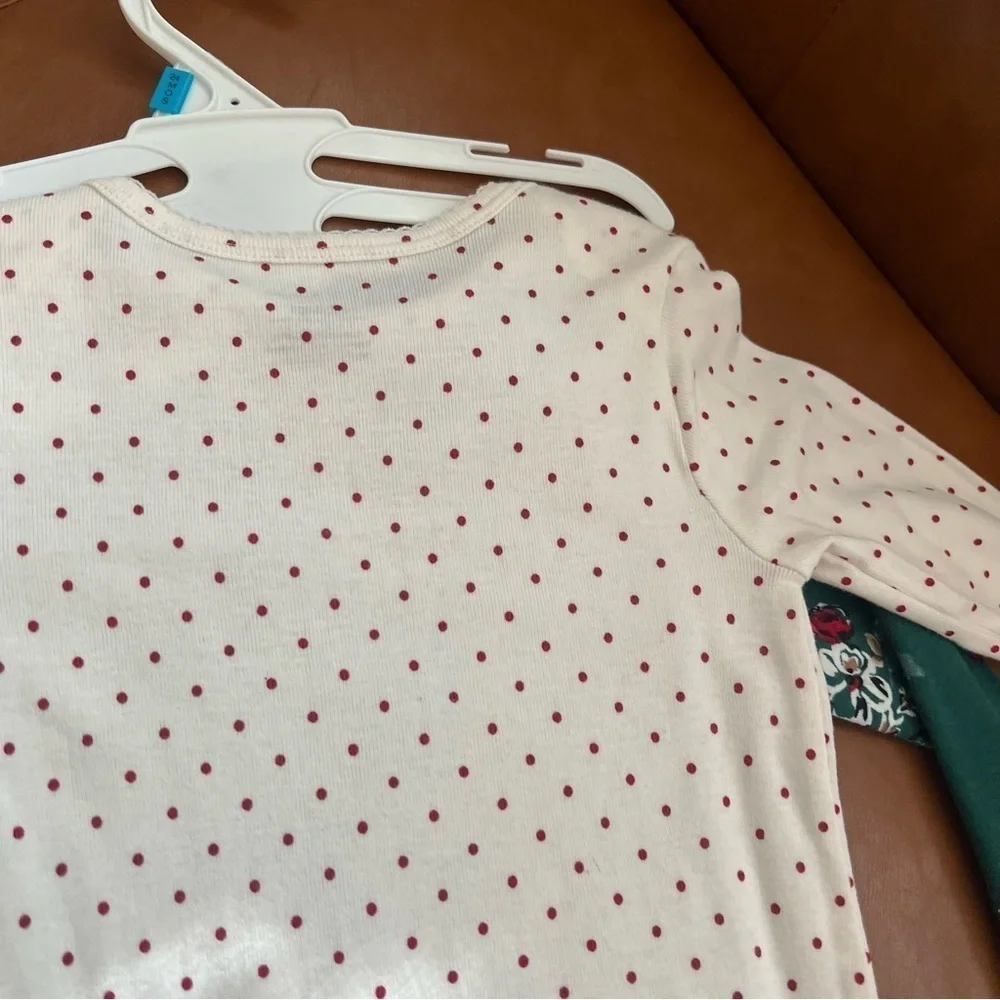 Carter’s Baby Toddler Girl 2 piece Bodysuit 24M Floral Polka Dot Christmas NWT